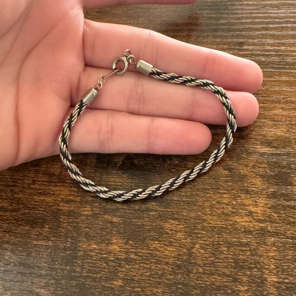 Silver Rope Chain Bracelet with Twisted Design - Picture 2 of 3